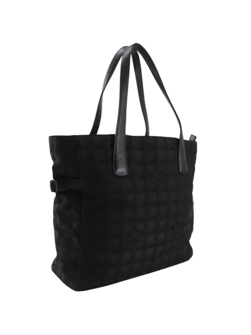 Chanel New Travel Line Tote Bag GM Nylon Canvas Black